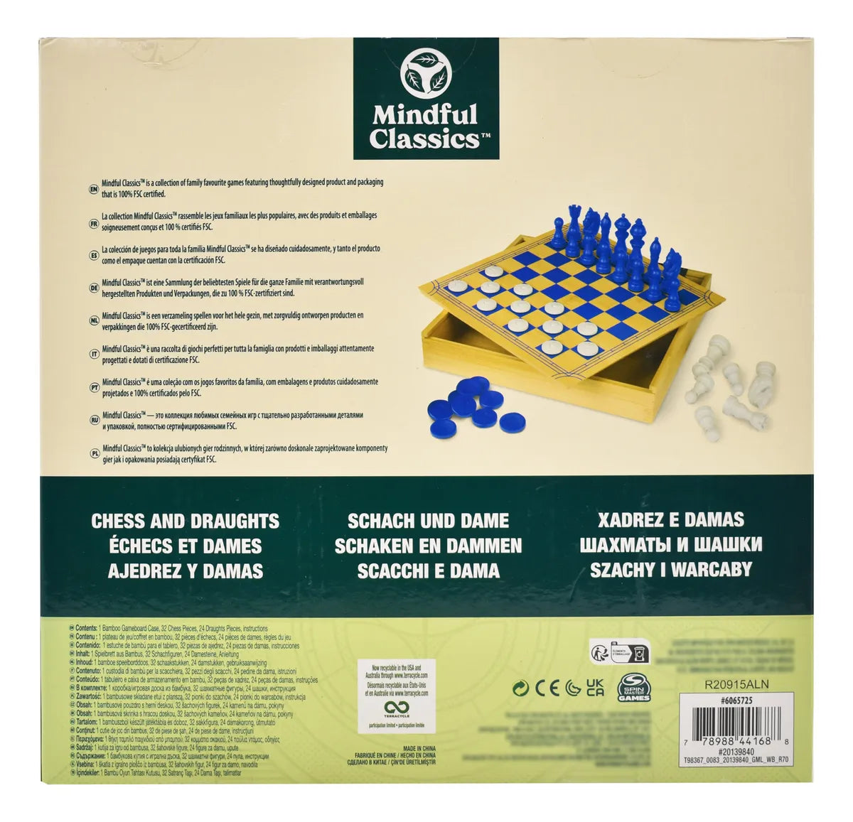 Ajedrez Y Damas Mindful Classics Bambu Spin Master Ca Cd