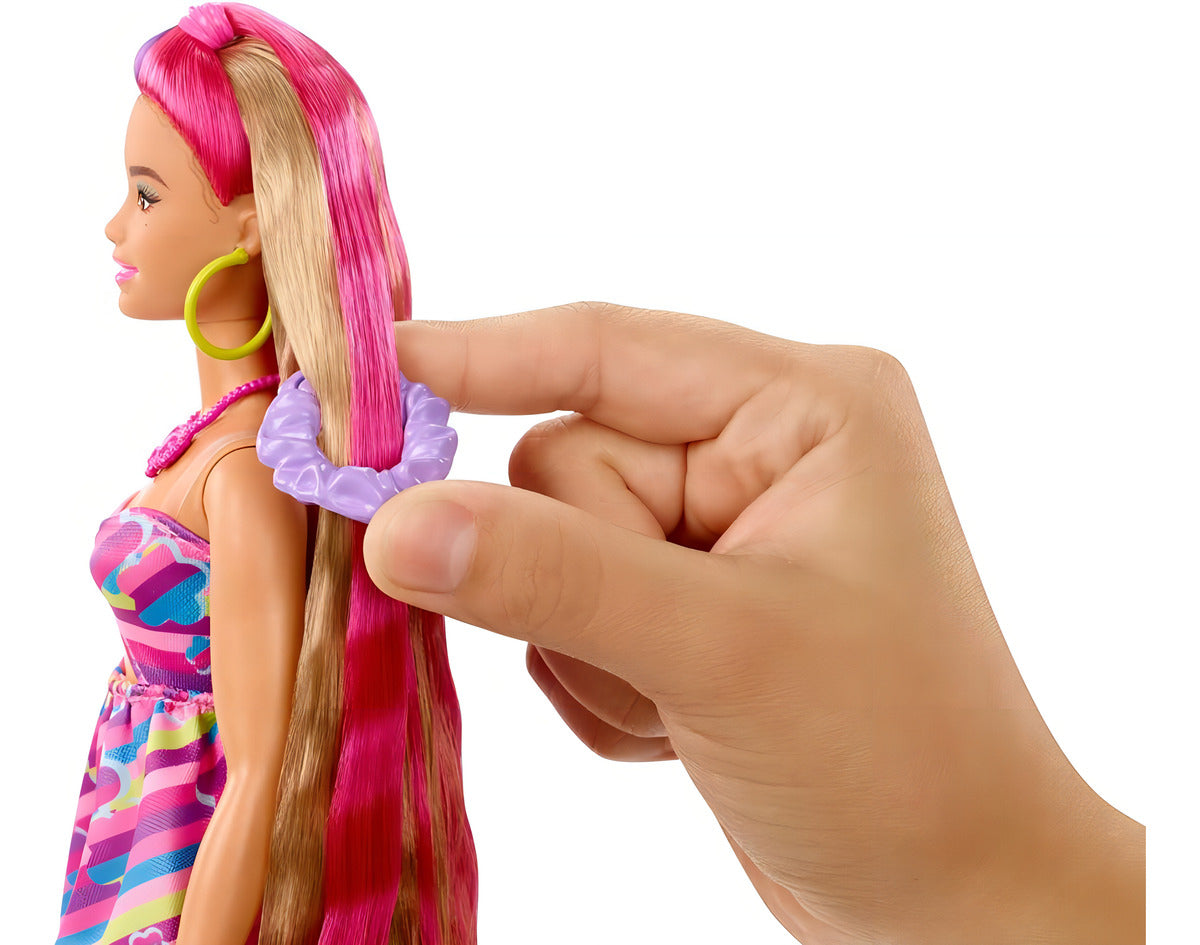 Barbie Totally Hair Vestido De Flores Muñeca 29cm Mattel