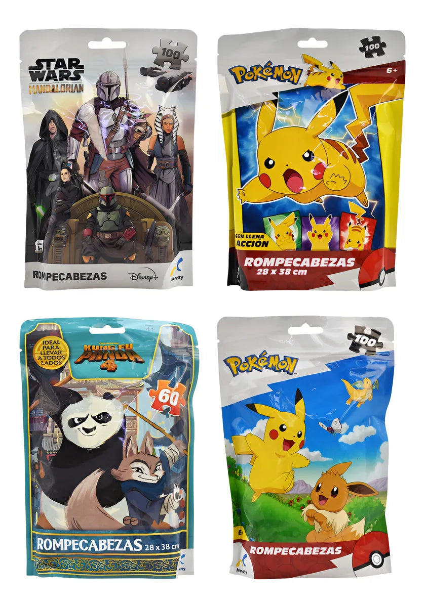 Pokemon Star Wars Pack 4 Rompecabezas Infantiles Novelty