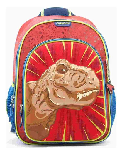 Dino Land T Rex Primary School Backpack, Lunchbox and Pencil Case by Chenson, Red, 3D Printed