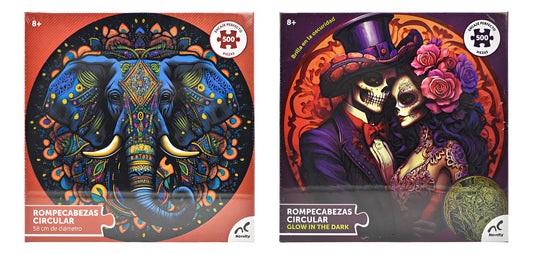 Calaveras Y Elefante Pack 2 Rompecabezas 500 Pz C/u Novelty