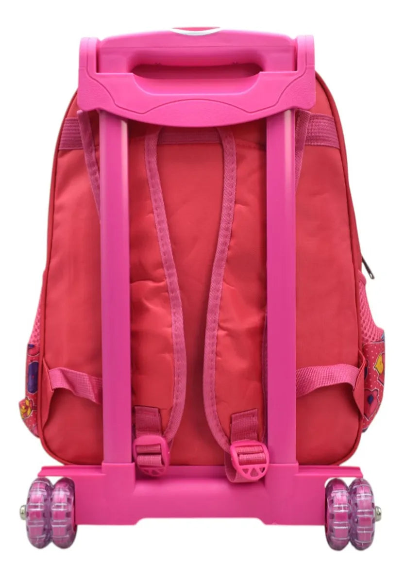 Mochila Con Ruedas Kit Sweet Primaria Con Detalle Rosa 3d