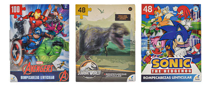 Rompecabezas Avengers Jurassic World Y Sonic 196 Pz Novelty