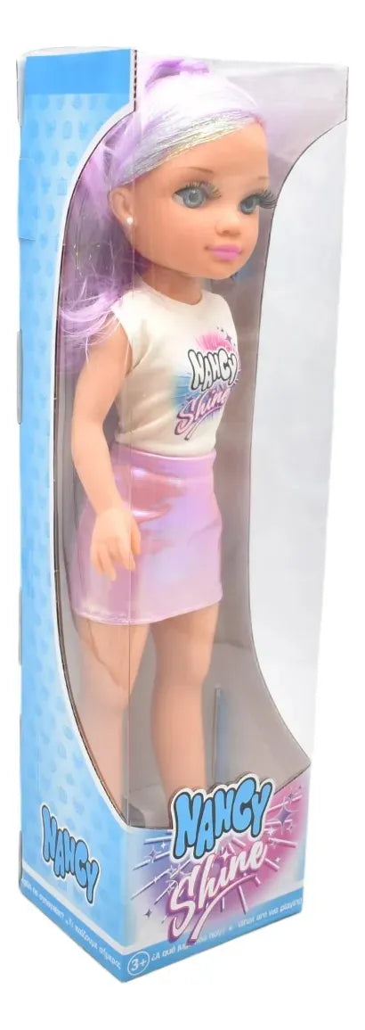 Nancy Shine Pack 3 Cabello Azul Violeta Y Rosa 45cm Famosa