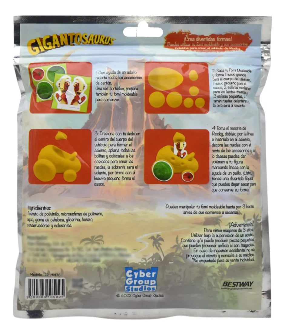 Gigantosaurus Foami Moldeable Pack 12 Pzas #1 Bestway Amarillo