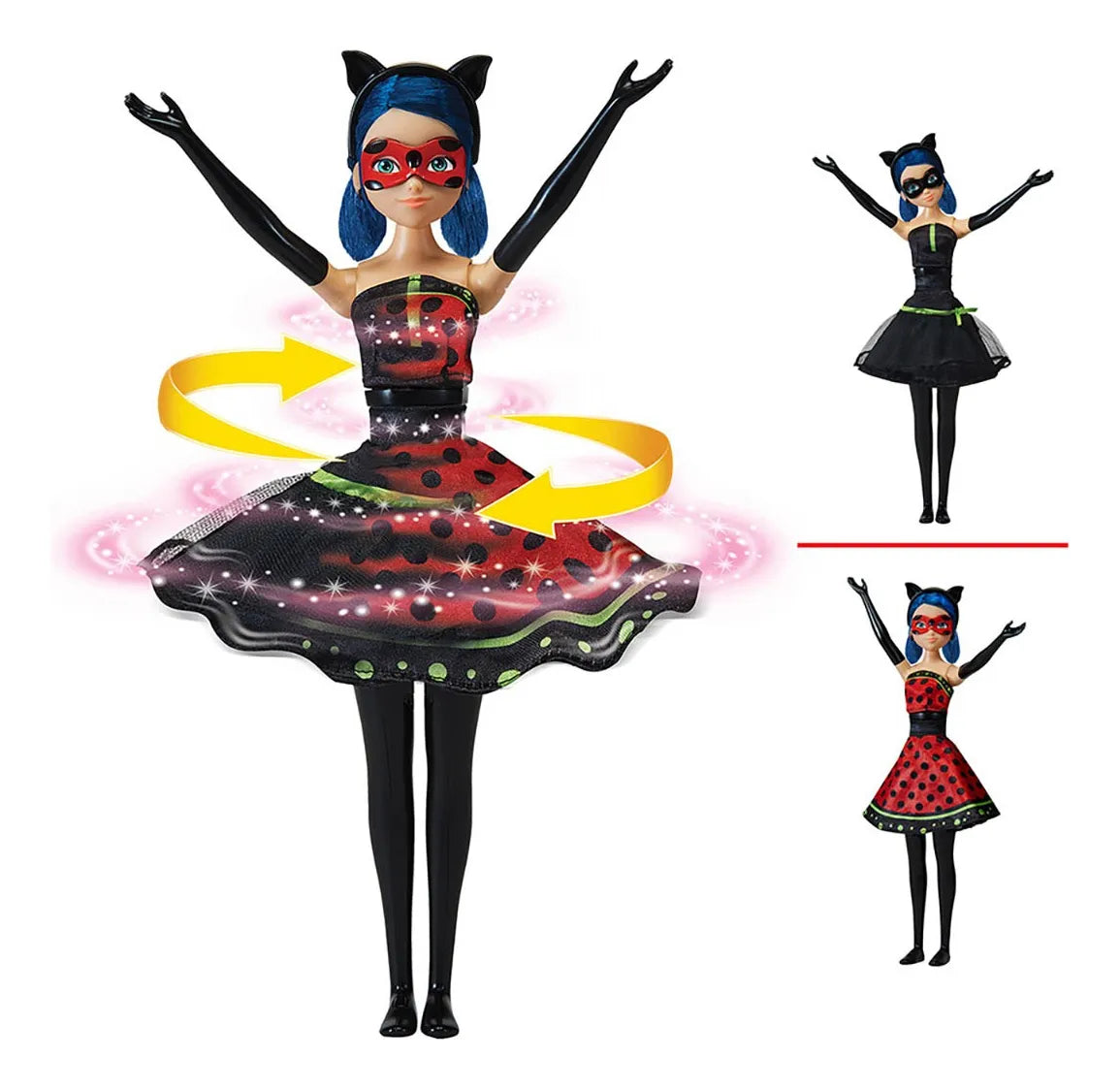 Miraculous Ladybug - Muñeca Marinette Outfit Mágico 10.5" - Con Transformación de Atuendo y Mascarilla Extraíble - Ideal para Regalo