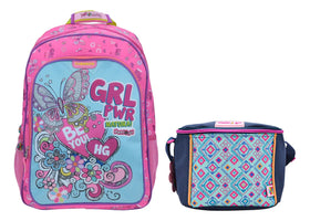 Girl Power Be You Hg Primary Backpack and Lunchbox by Chenson, Bubblegum Pink Print