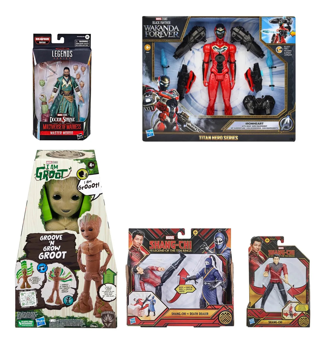 Pack 5 Figuras Mordo Shang Chi Groot Ironheart Hasbro
