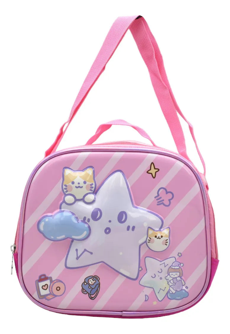 Mochila Estrella Gatuna Kit 3pz Primaria Ll24bpp514 Rosa Chicle 3d