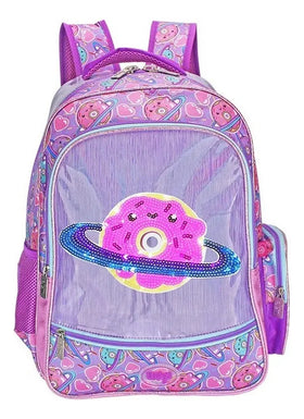Mochila Primaria Dona Planeta Lentejuela Wilys Wt324 Violeta