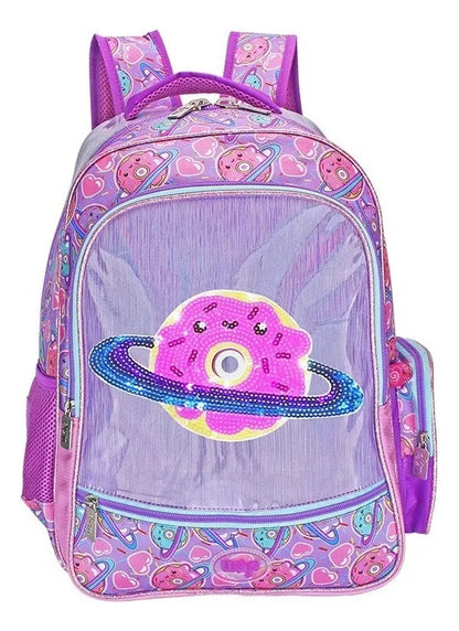Mochila Primaria Dona Planeta Lentejuela Wilys Wt324 Violeta