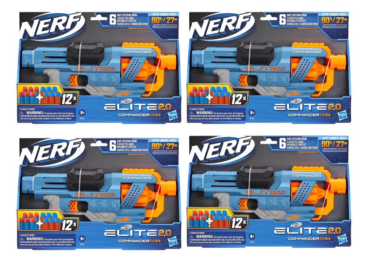 Nerf Commander 12 Dardos Pack 4 Pistolas Hasbro Azul