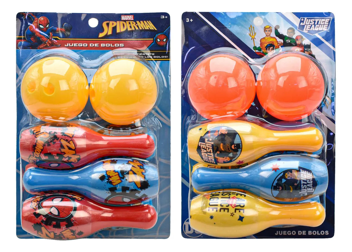 Marvel Spider Y Liga De Justicia Juego De Bolos 8pz Toymark Spider-man/ Liga De La Justicia
