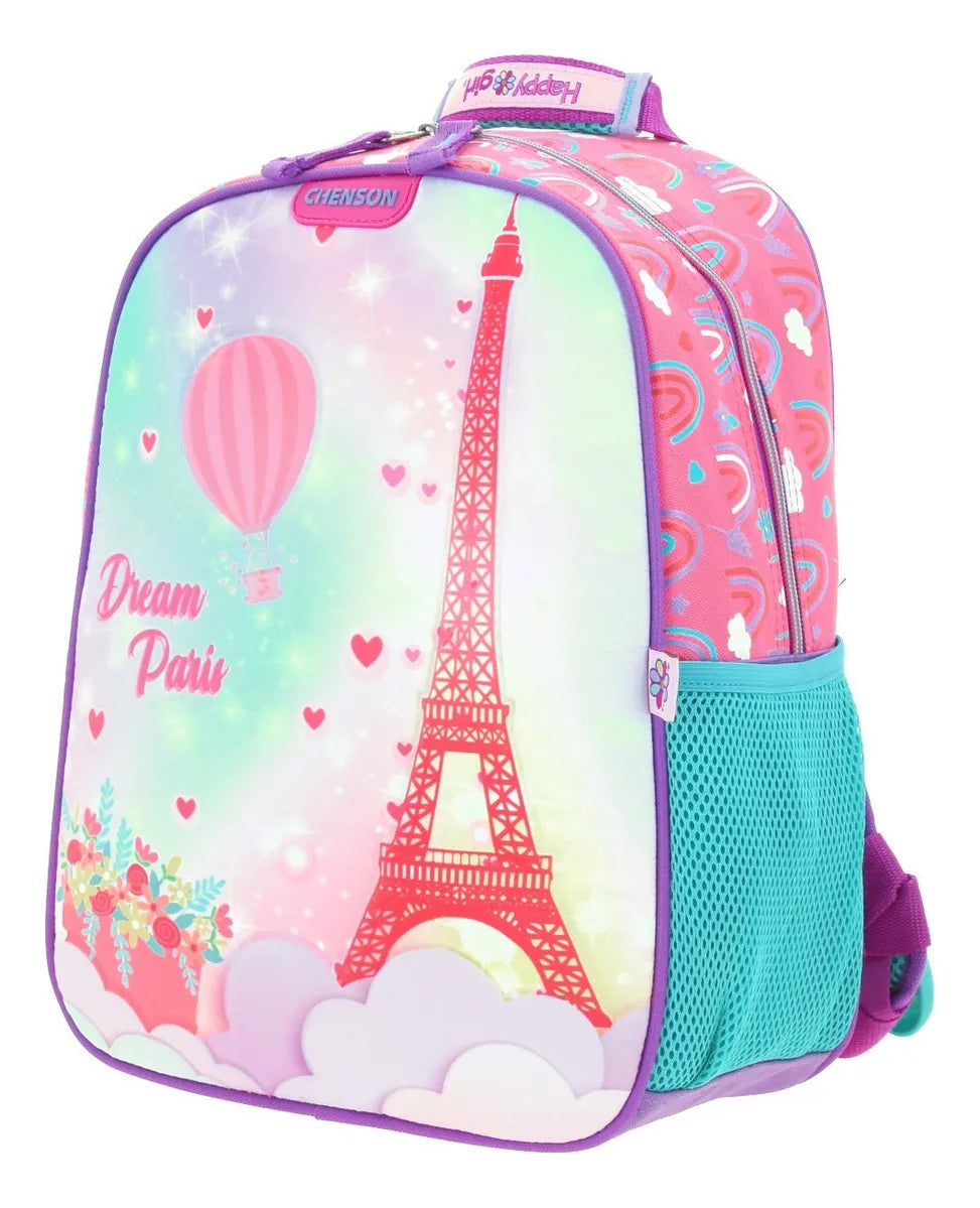 Mochila Chica Chenson Preescolar Happy Girl Paris Hg65880-p Color Rosa