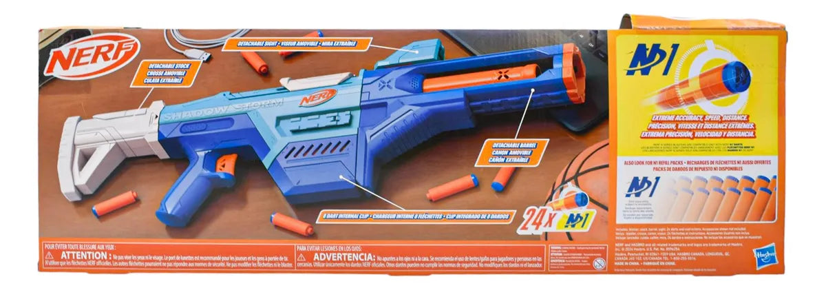 Nerf N Series Lanzador Shadow Storm 24 Dardos Hasbro Cf Azul