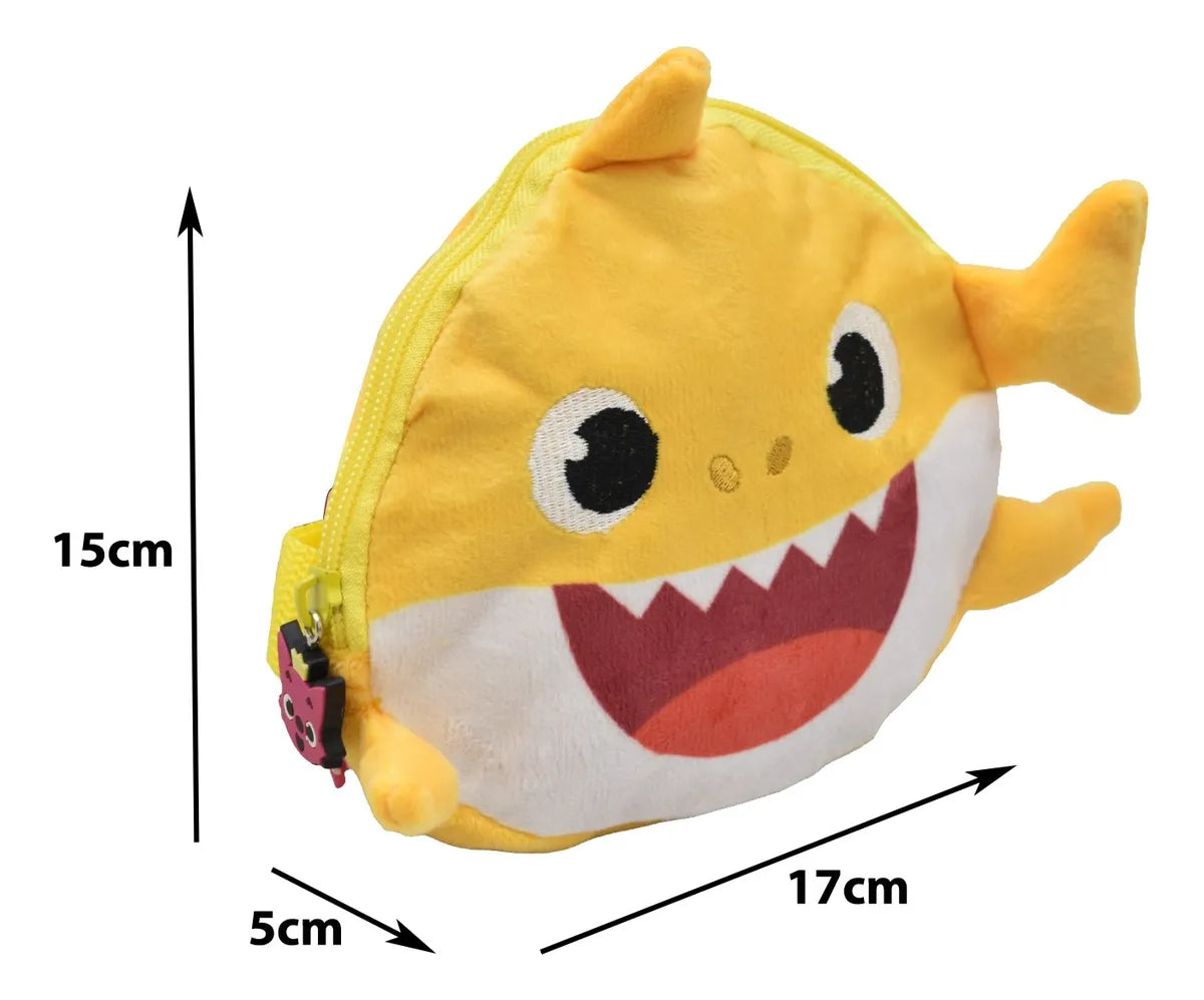 Mini Cangurera Infantil Peluche Pack Pinkfong Baby Shark Atm Rosa/amarillo Bordado Peluche