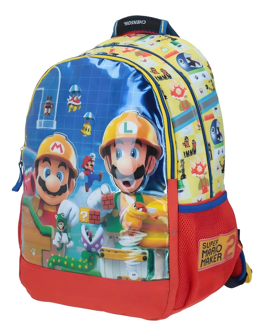 Mochila Chenson Mario & Luigi Maker Amarilla Kirat Amarillo Diseño de la tela 3D