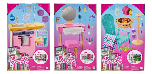 Barbie Decoracion Con Muebles Pack 3 Pzas Hjv32 Mattel