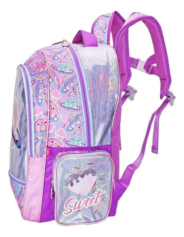 Mochila Primaria Dona Planeta Lentejuela Wilys Wt324 Violeta