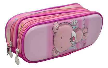 Mochila Oso Con Flores Kit 3pz Primaria Ll24bpp513 Rosa Chicle 3d