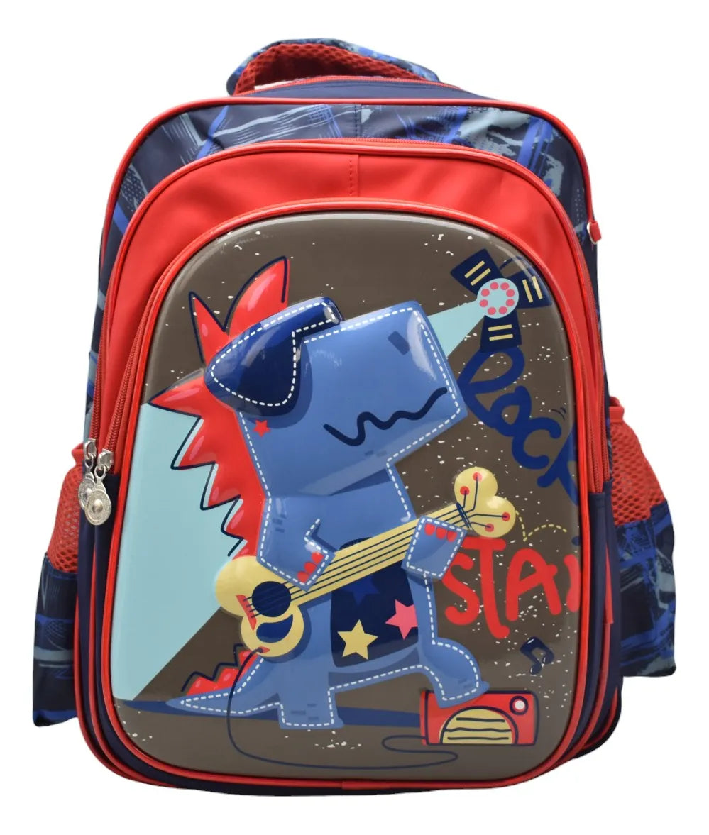 Mochila Dinosaurio Rock Kit 3pz Primaria Ll24bpp503 Azul Oscuro 3d
