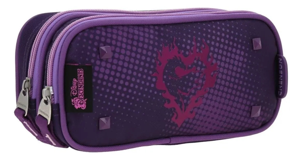 Disney Descendants Primary Backpack and Pencil Case by Chenson, Dark Violet Print