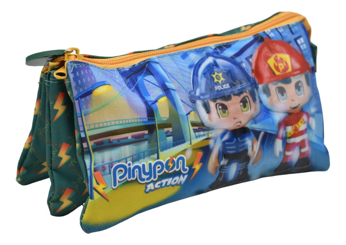 Mochila Lapicera Pinypon Action 4pz Color #3 Primaria 15988 Verde Etampado