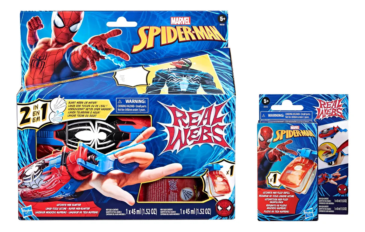 Spiderman Real Webs Lanzador Aracnido Con Repuesto Hasbro Azul/rojo