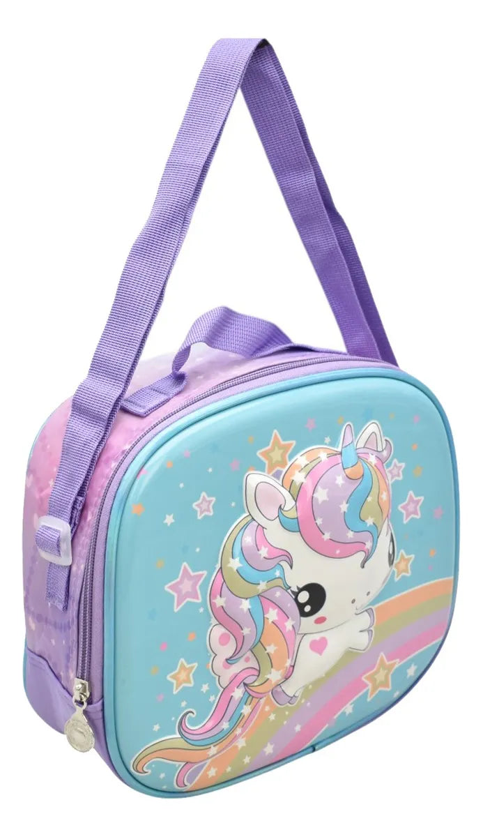 Lonchera Termica Unicornio Feliz Ll24bpp519 Detalle Azul 3d