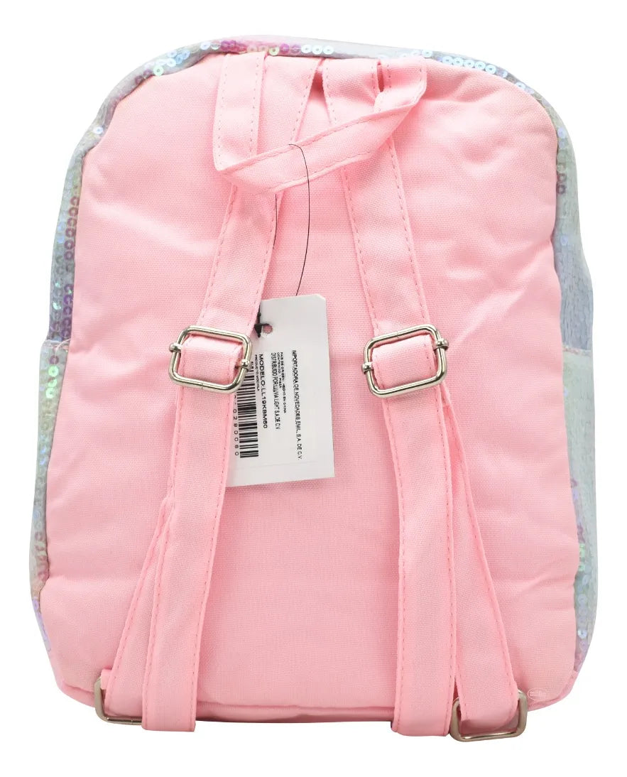 Mochila Escolar Sirena Lentejuelas Rosa Niñas 9L Lluvia