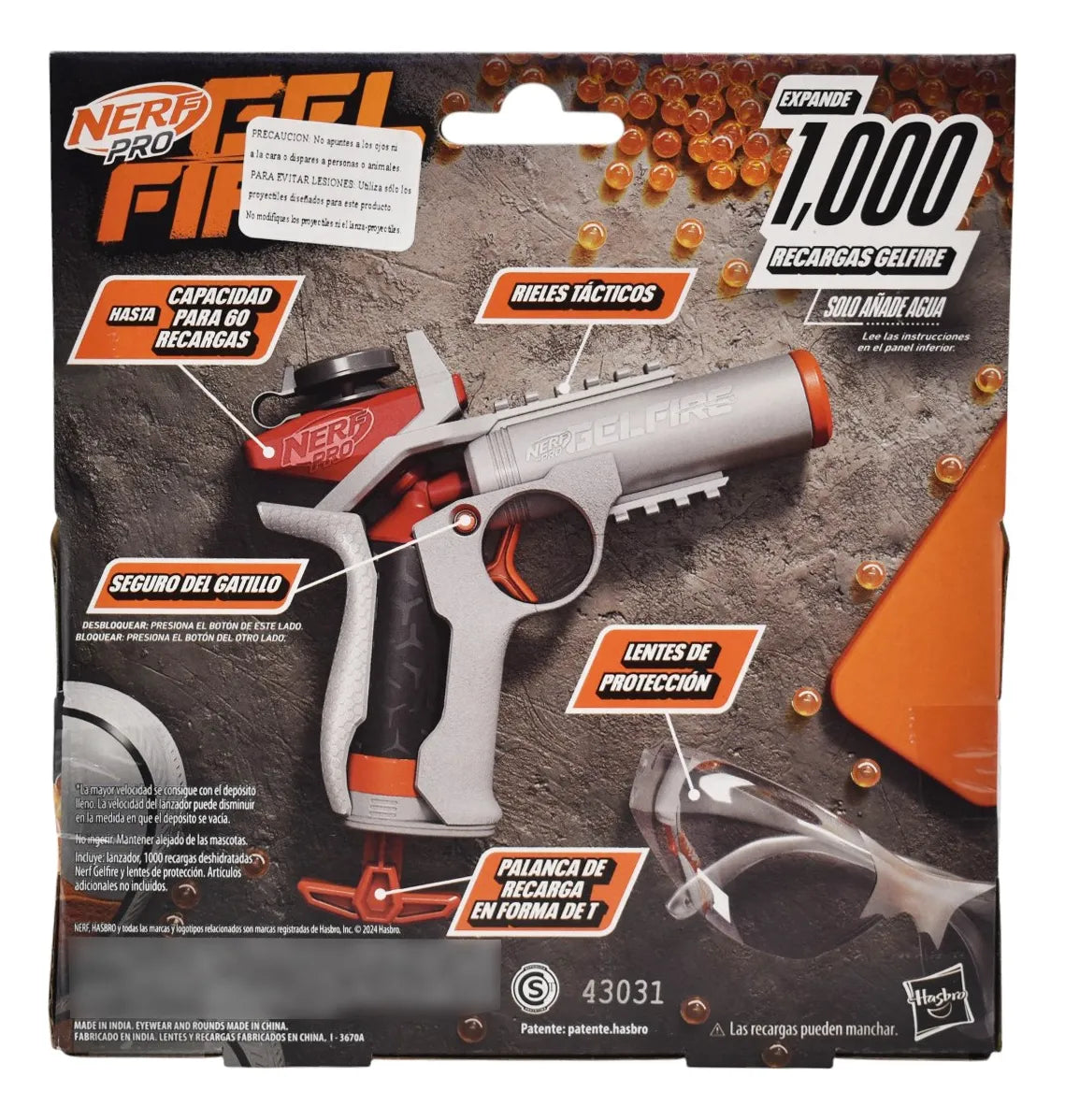 Nerf Pro Gel Fire Ignitor 1000 Recargas Hasbro Blanco