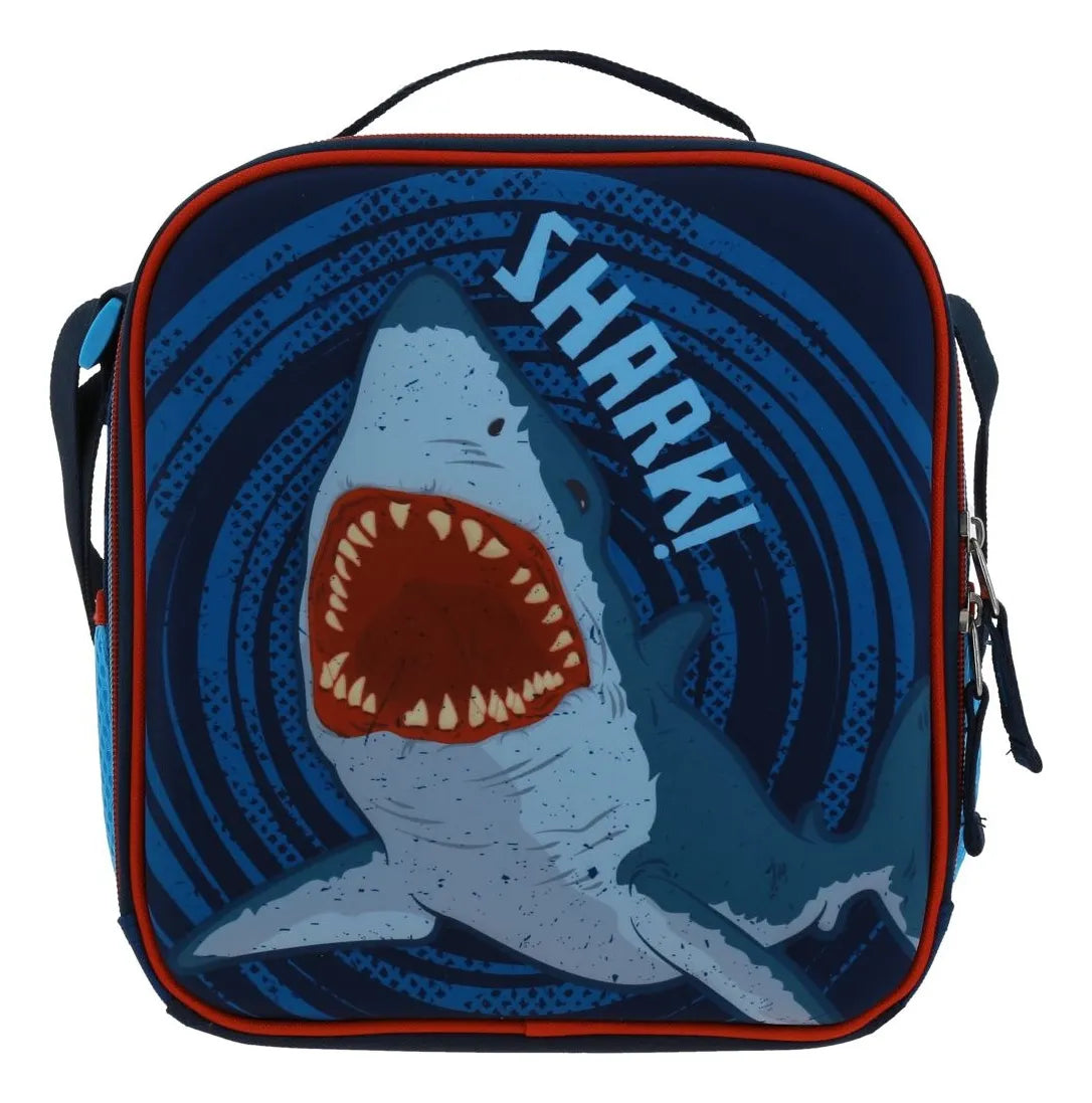 Mochila Con Ruedas Led Y Lonchera Shark Primaria Chenson Azul Impresion 3d