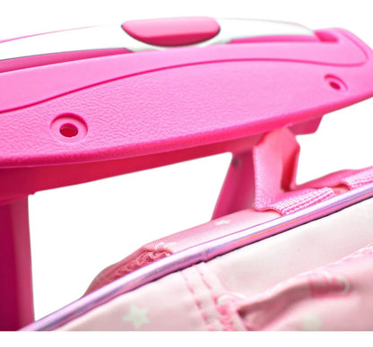 Mochila Estrella Ruedas Primaria Ll24bpp514 Detalle Rosa Chicle 3d