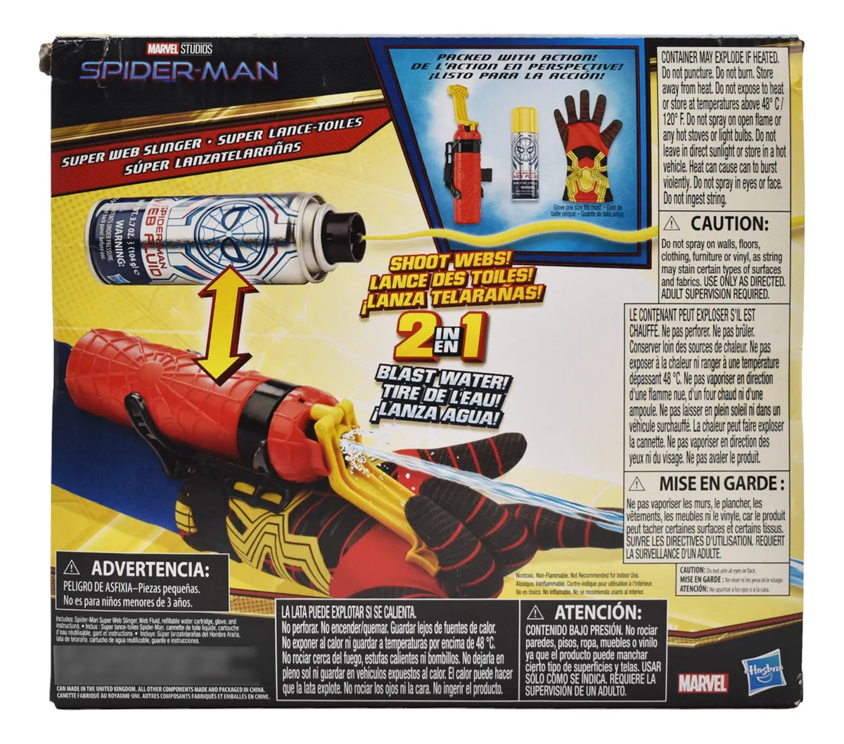 Spider Man Guante Lanzador Telaraña Y Agua 2 En 1 Hasbro Da Negro/rojo