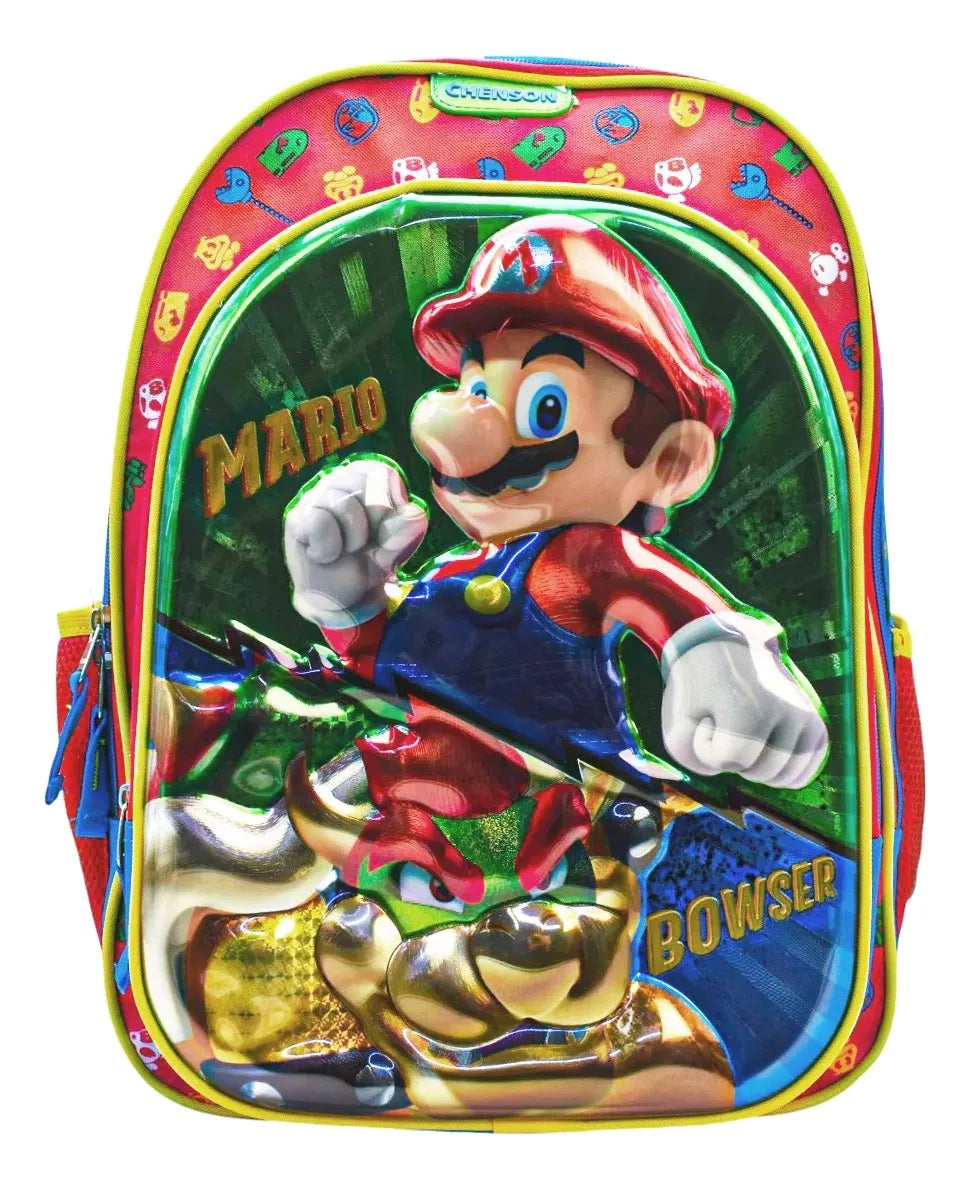 Mochila Y Lapicera Mario Bros Mb64544 Chenson Con Detalle Multicolor 3d Tornasol