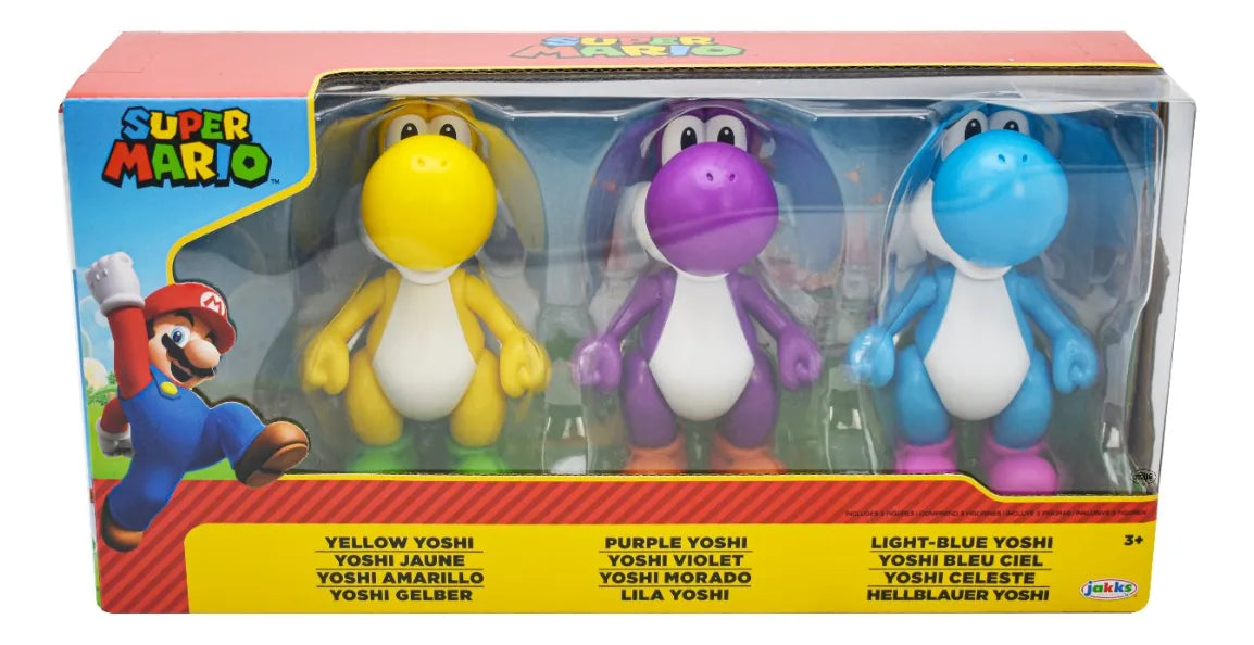Super Mario Multipack Yoshi Amarillo Morado Celeste Jakks