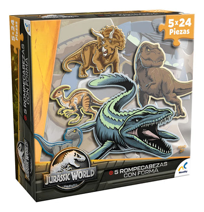 Jurassic World 5 Rompecabezas Con Forma 120 Pz Novelty