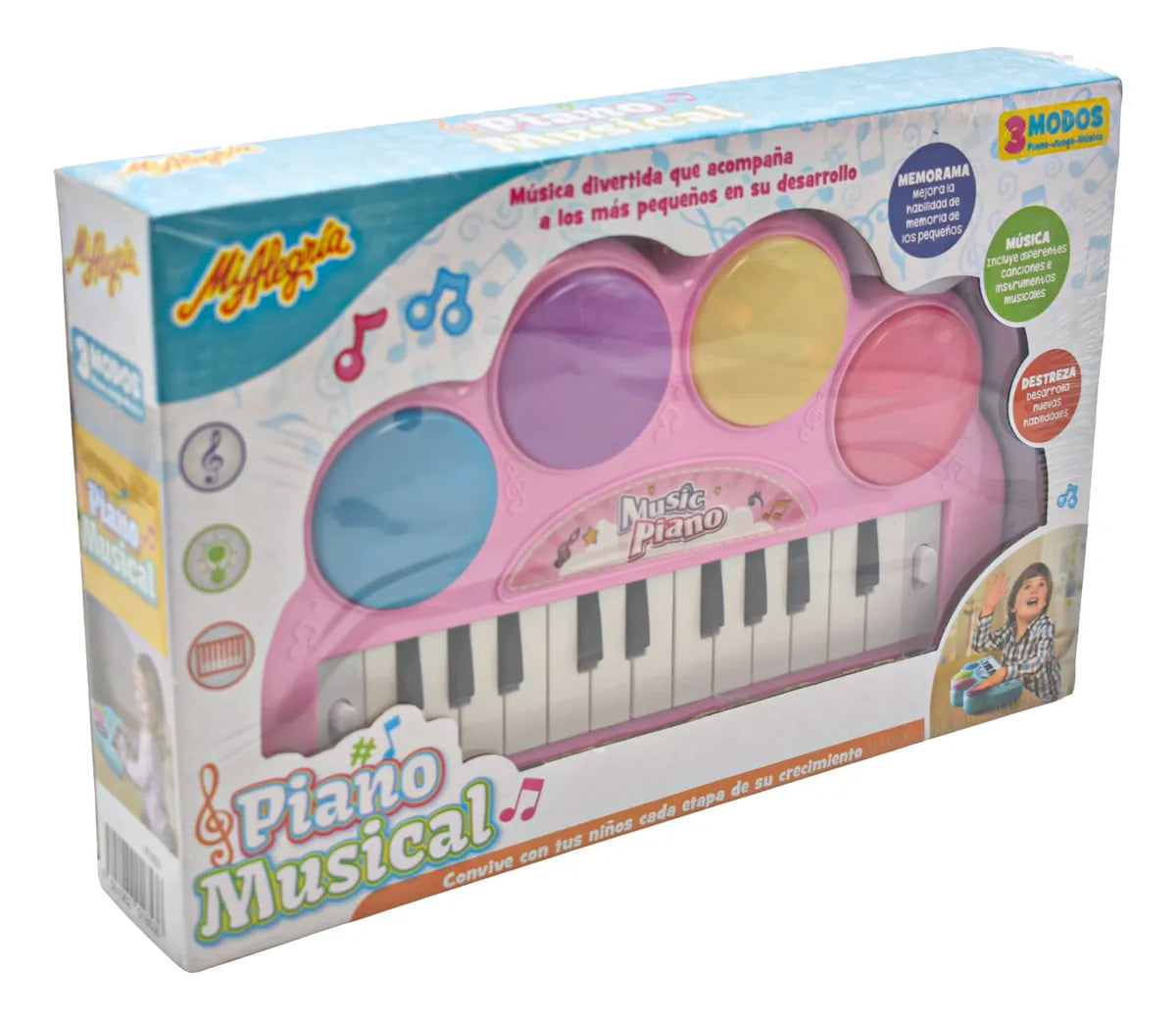 Piano Musical Infantil 3 Modos De Juego #1 Mi Alegria Rosa