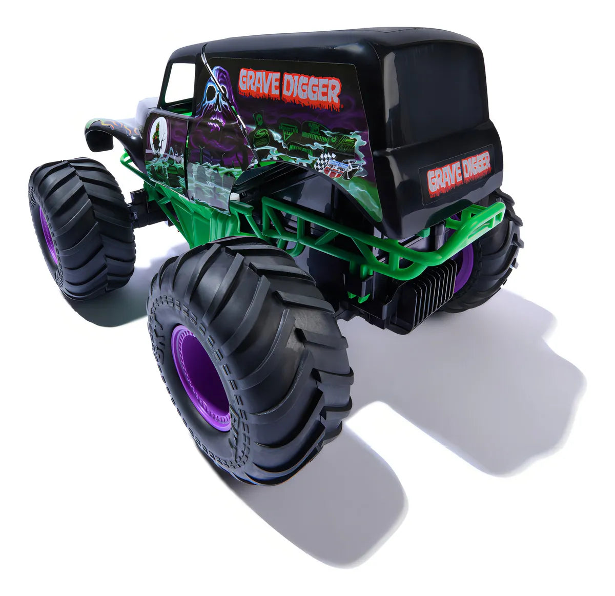 Monster Jam, Smash & Bash Grave Digger oficial, vehículo para interiores y exteriores por control remoto, camión monstruo reparable a escala 1:15, juguetes para niños y niñas a partir de 4 años