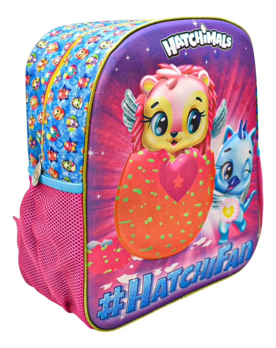Mochila Hatchimals Fan 3d Primaria 148137 Original Ruz Con Detalle Rosa Chicle/azul 3d