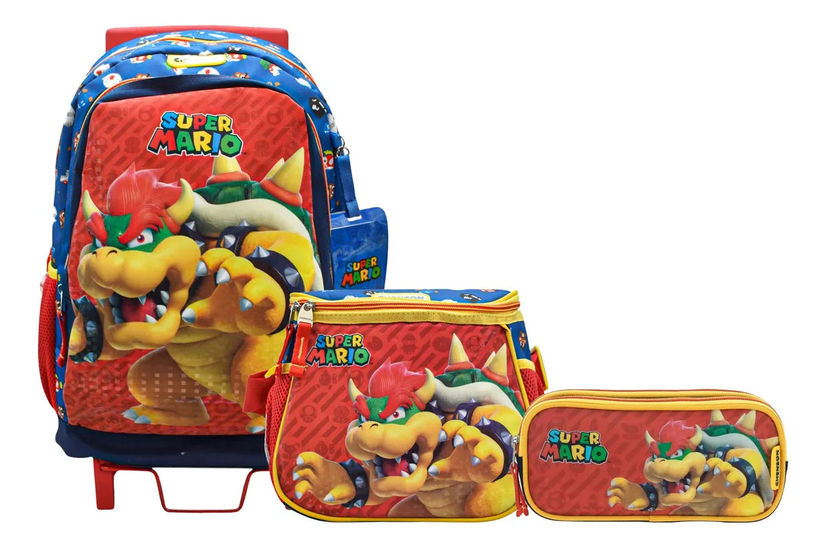 Chenson Bowser Primary Wheeled Backpack 3-Piece Set with Multicolor Printed Detail