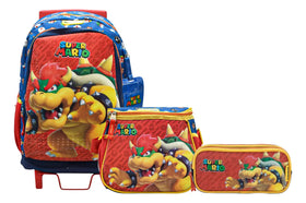 Mochila Ruedas Kit 3 Pz Bowser Primaria Chenson Con Detalle Multicolor Estampado