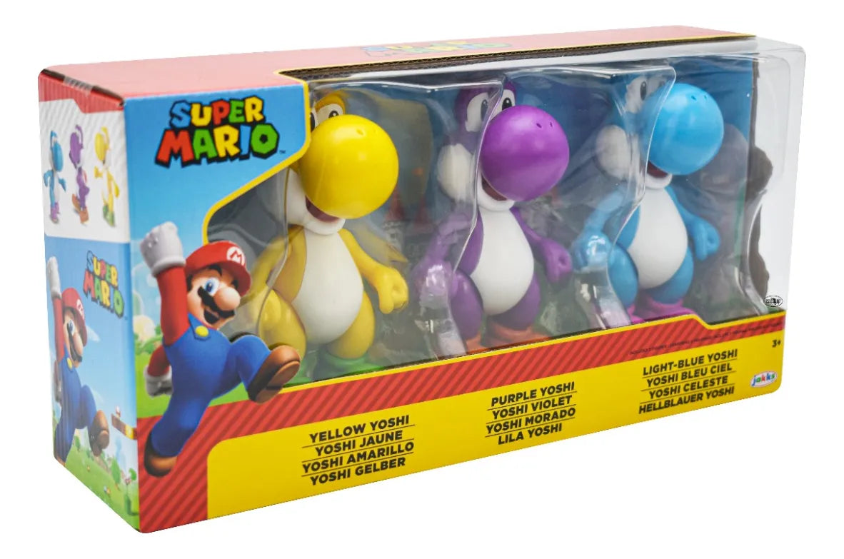 Super Mario Multipack Yoshi Amarillo Morado Celeste Jakks