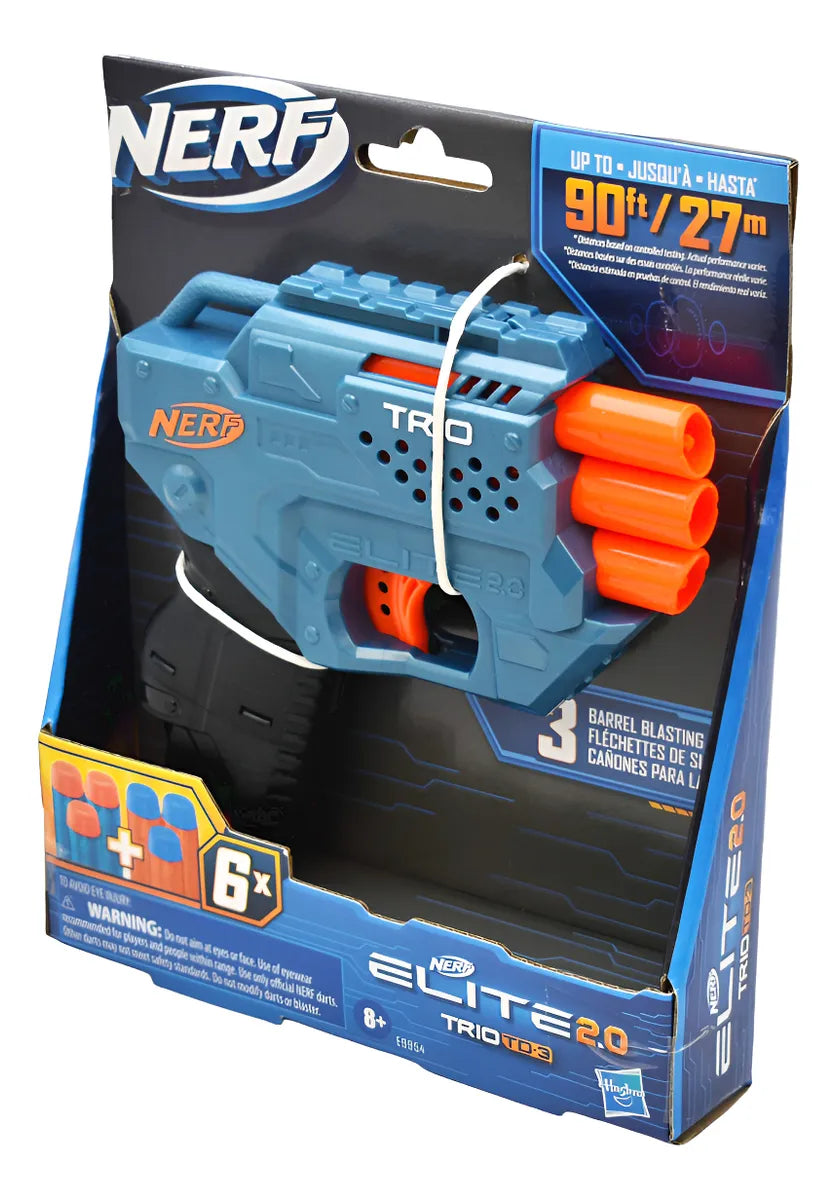 Nerf Elite 2.0 Trio Td-3 3 Cañones Lanzador 6 Dardos Hasbro Azul Petróleo
