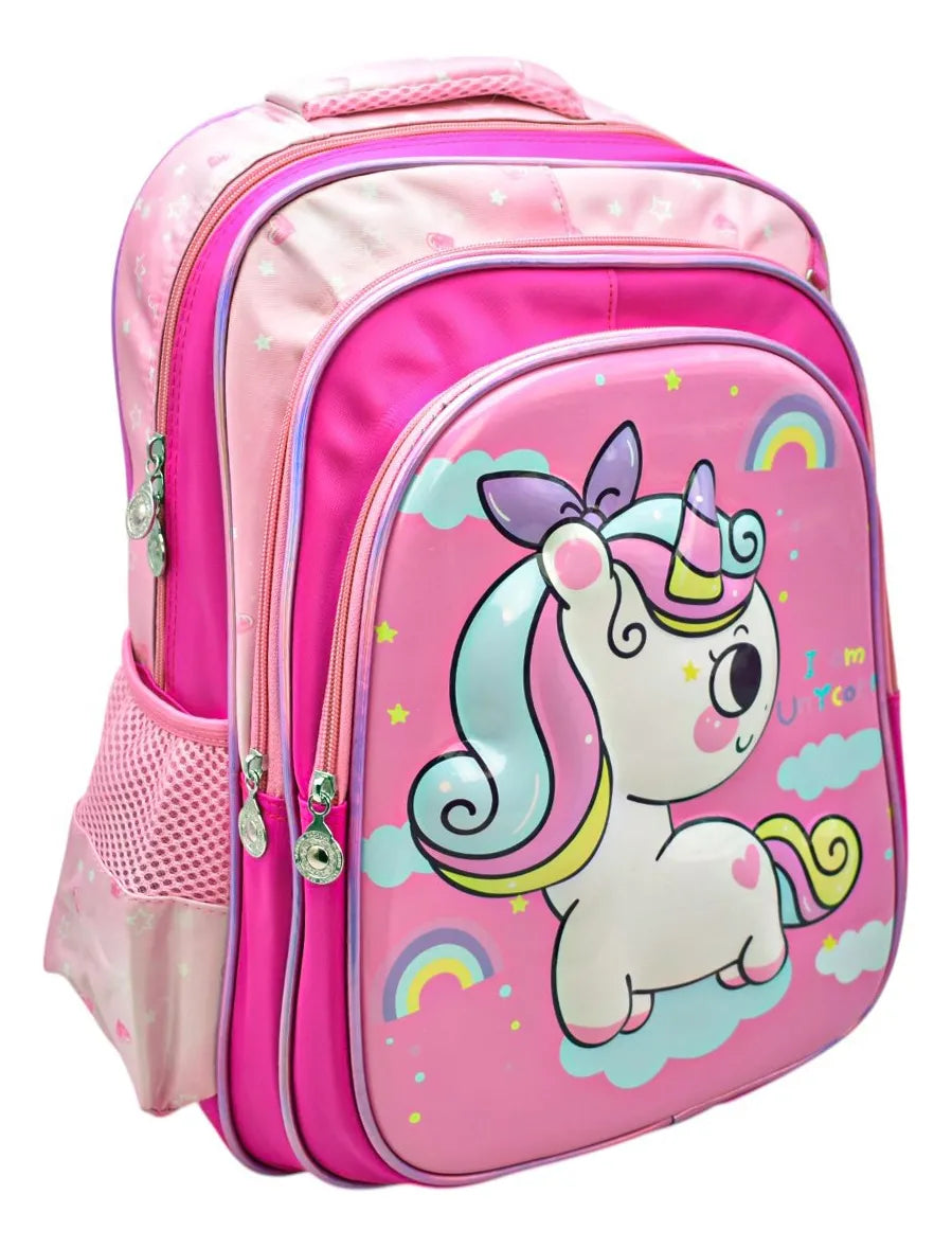 Mochila Unycor Kit 3pz Primaria Ll24bpp521 Detalle Rosa Chicle 3d