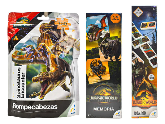 Jurassic World Pack Rompecabezas Domino Memoria #2 Novelty