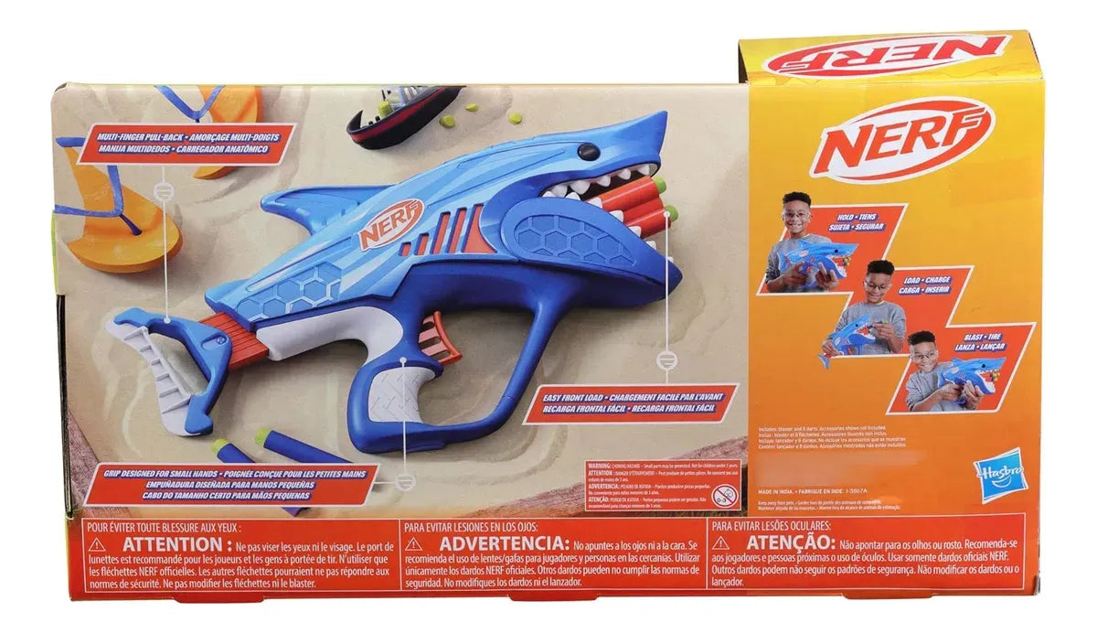 Nerf Wild Sharkfire Easy 8 Dardos Pack 4 Pistolas Hasbro Azul