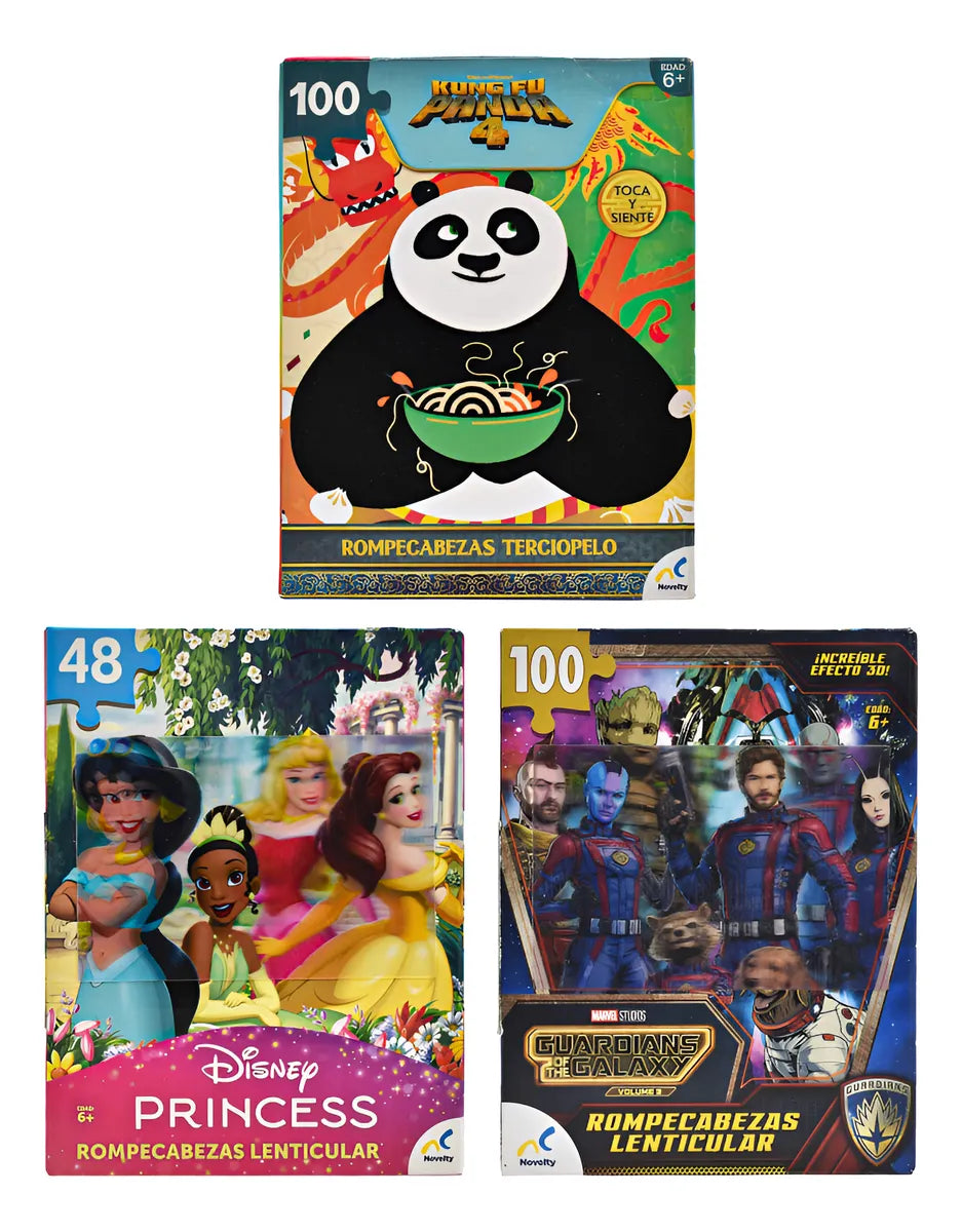 Disney Marvel Dreamworks Pack 3 Rompecabezas 248 Pz Novelty