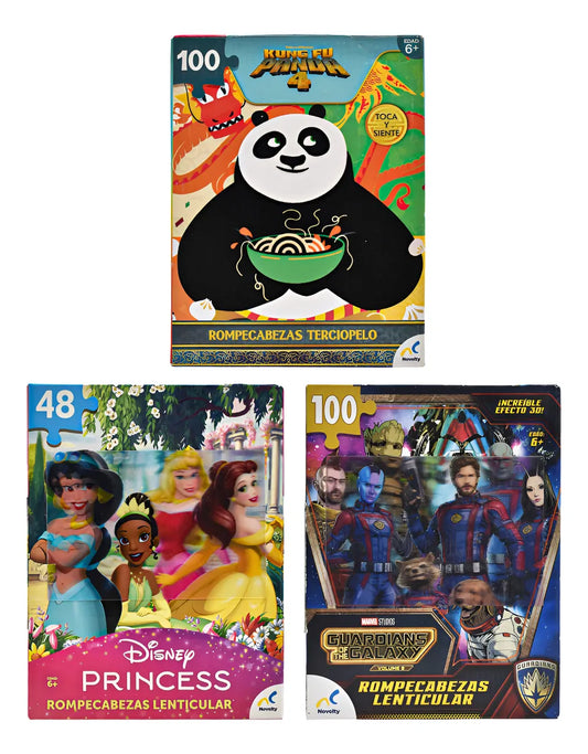 Disney Marvel Dreamworks Pack 3 Rompecabezas 248 Pz Novelty