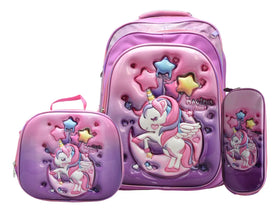Mochila Unicornio Magical Kit 3pz Primaria Ll24bpp529 Lila 3d